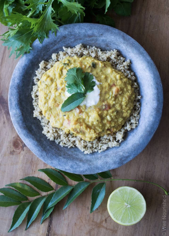 Healthy, quick and easy dhal- This one pot easy dhal recipe is a traditional, very nutritious meal that the whole family will love. Its fast to make and a balanced vegetarian meal.