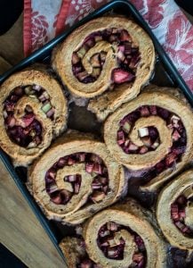 Healthy Rhubarb and raspberry roly poly