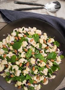 This Cauliflower Almond Lemon Tahini Salad is a lovely side or salad to accompany a simple meal of grilled protein. 