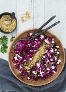 This Red Cabbage Dukkah Slaw (or braise) is a delicious recipe that you can enjoy as a fresh slaw or as a warm side.