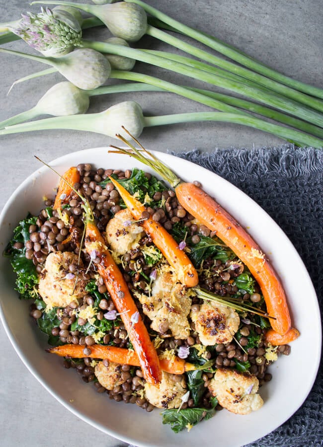 Lemon Mustard Lentils, Cauliflower, Carrots, Kale - This Lemon Mustard Lentils, Cauliflower, Carrots Kale is a delicious side or vegan meal. A nourishing addition to any healthy dinner table.