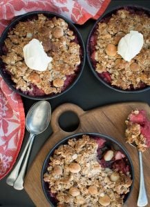 This Apple Raspberry Rhubarb Macadamia Crumble is my absolute favourite combination flavours with apple, raspberry and rhubarb.