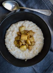 As the weather cools off a little, my family is requesting Porridge with Spiced Fruit for breakfast. A super warming and comforting breakfast.