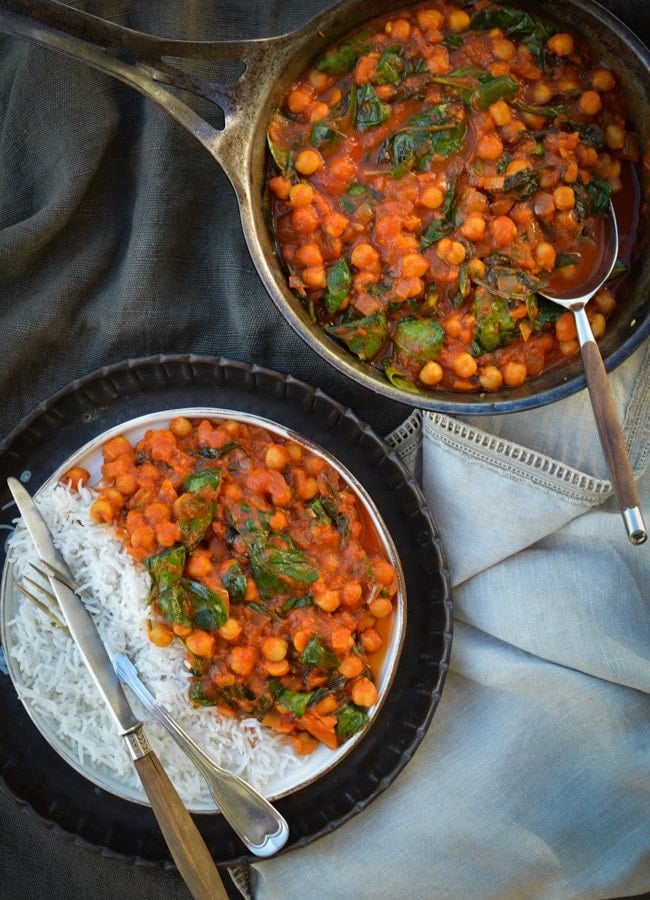 This quick and easy to make Chickpea Curry is a budget friendly meal that’s perfect to make from pantry staples and full of plant based goodness.