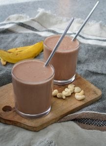 This Chocolate Banana Smoothie is one of my son's favourite dairy free smoothies. Rich and chocolatey and you can adjust the sweetness to suit your tastes.