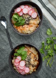 This Simple Healthy Congee is a nourishing Asian-style rice porridge made extra nutritious including brown rice and shiitake mushrooms.