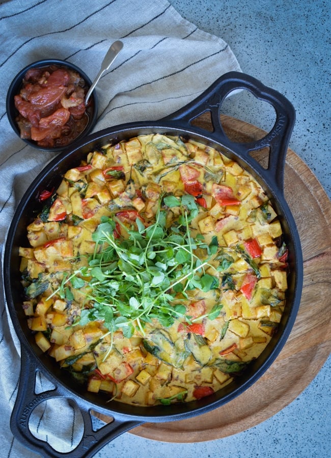 This Egg-free Spanish Omelette is a tasty breakfast or light meal that’s perfect for those who can’t eat eggs.