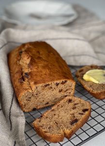 This easy banana & date loaf is naturally sweet & so delicious. It's a wholesome treat perfect for breakfast or a snack.