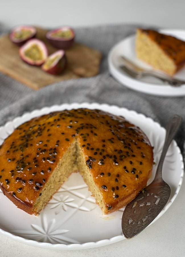 This Passionfruit Coconut Tea Cake is beautifully moist and bursting with flavour a perfect combination of passionfruit and coconut.