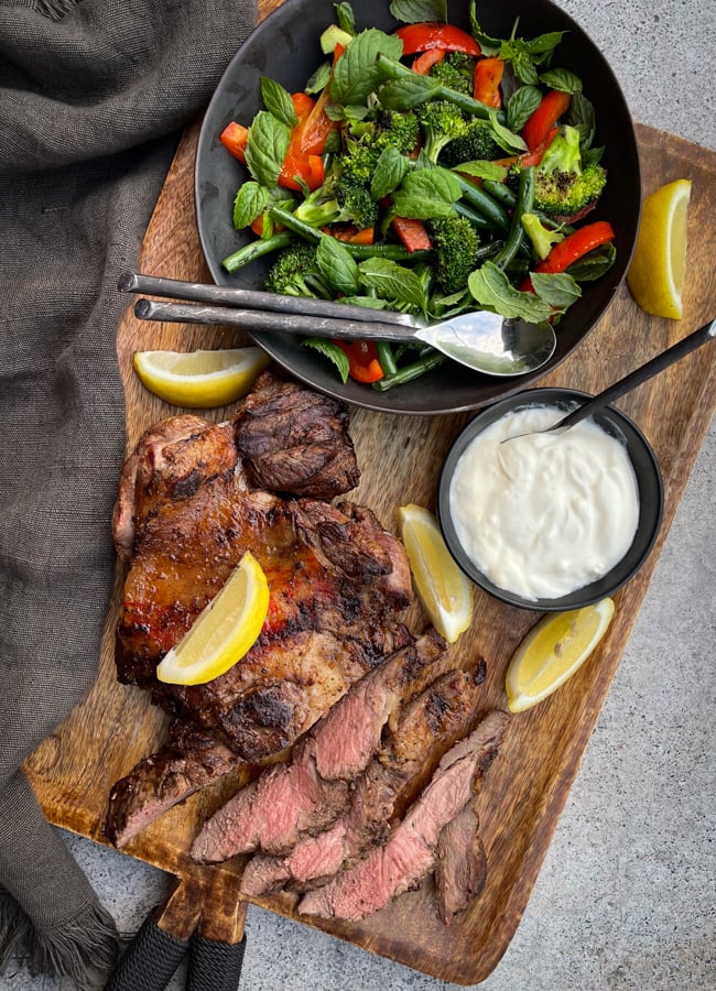 Combined with this aromatic spice rub and side salad, this Syrian Lamb Leg is a healthy and delicious feast.