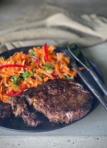 This simple and super tasty Garlic Ginger Soy Caramalised Steak is a fabulous mid week meal or entertainer.