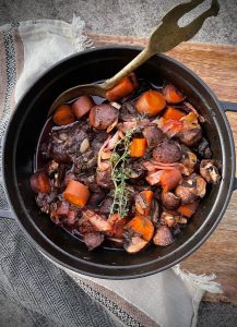 This Slow Cooked Beef Bourguignon is a simple one pot meal that is warming with beautiful flavour combinations.