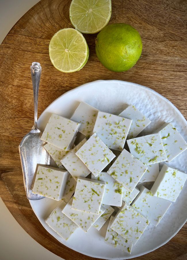 I really love these low sugar Lime Coconut Jellies with the flavour of zesty lime paired with creamy coconut.