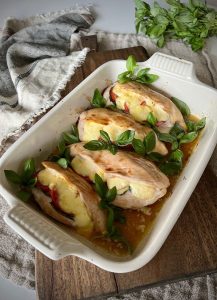 This delicious Chicken Caprese is such a quick, easy to make tray bake meal. Take some chicken stuff it, bake it and enjoy.