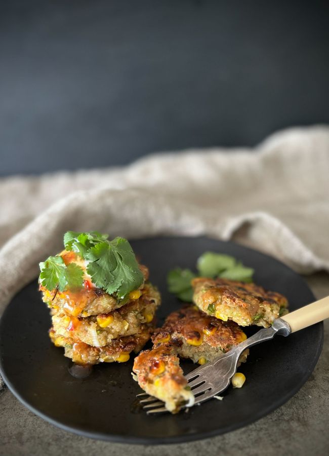 These simple Tuna Corn Quinoa Fritters are one of my favourite ways to use up leftover quinoa. Even with cooking the quinoa fresh, they are a super simple, protein rich breakfast, meal or snack.