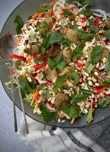 This delicious Vietnamese Pork Salad is based on a green papaya salad we made at a cooking school in Vietnam recently. I’ve adapted it so it only includes easy to find ingredients, but the flavour is still very authentic and the dish is super easy to make too.