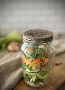 This Noodle Jar recipe is something you can prepare ahead and makes for a delicious warm meal when you don't feel like a salad. It's incredibly versatile so you can adjust it to suit your taste and supplies.