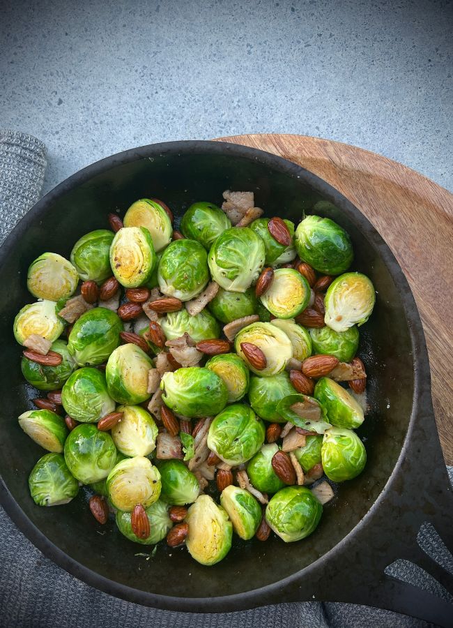 These Brussels Almonds Bacon is a simple, quick and easy to make side. This will definitely turn any brussels sprout hater around.
