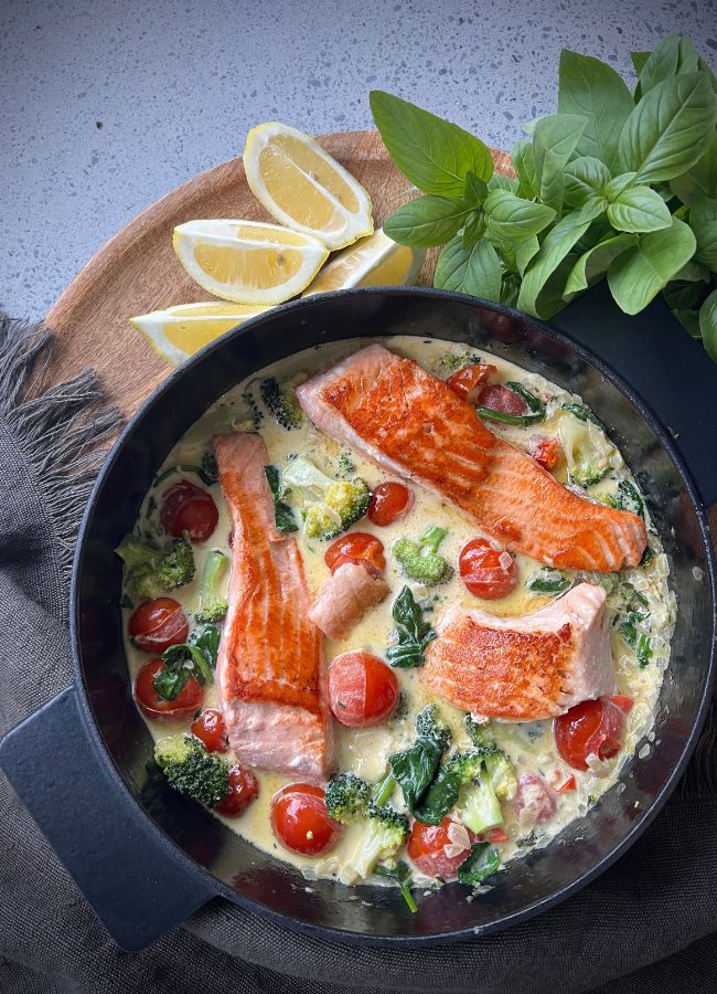 This Creamy Mediterranean Salmon is a beautiful combination of flavours and a quick and easy to make meal.