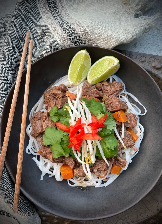 This delicious, easy to make Slow Cooked Vietnamese Beef with rice noodles is another throw it in a let the oven do the work kind of recipe.