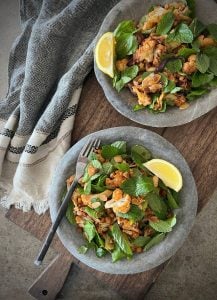 This beautiful Honey Roasted Cauliflower Chickpea Salad is a flavour bomb and a beautiful side to accompany simply prepared protein (or I’d suggest grilled haloumi if you are vegetarian).