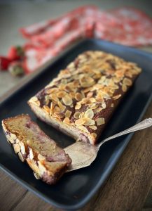This delicate and slightly jammy Strawberry Almond Loaf is a delicious flavour combination and makes for a moreish moist cake.