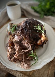 This Greek Slow Cooked Lamb Leg is a perfect set-and-forget meal. The slow cooking allows for the herbs and spices to be infused into the meat while it is gently cooked and becomes juicy, shreddable meat.