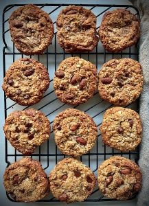 These Choc Almond Chunk Cookies are one of the best cookie combos ever. They are loaded with oats, coconut, almonds and choc chips, so extremely satisfying and look great too.