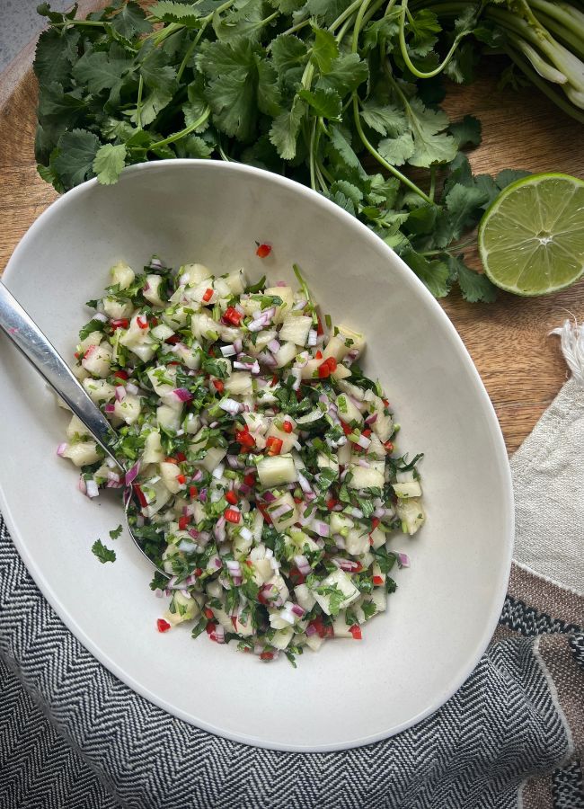 This fresh and zesty Pineapple Salsa (Pico de Piña) recipe is perfect for summer! Sweet pineapple, tangy lime, and a touch of spice creates a delicious topping for tacos, grilled meats, or chips. Quick, easy, and bursting with flavour!