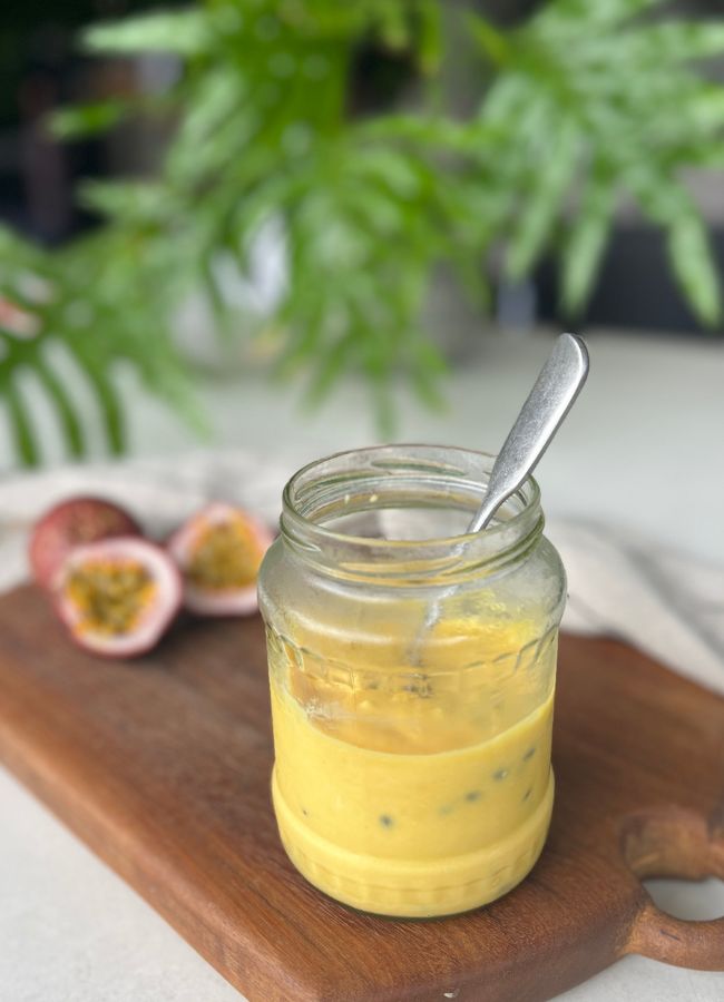 Whip up a tangy passionfruit curd with this easy recipe. Perfect as a spread, dessert topping, or filling for a passionfruit tart.