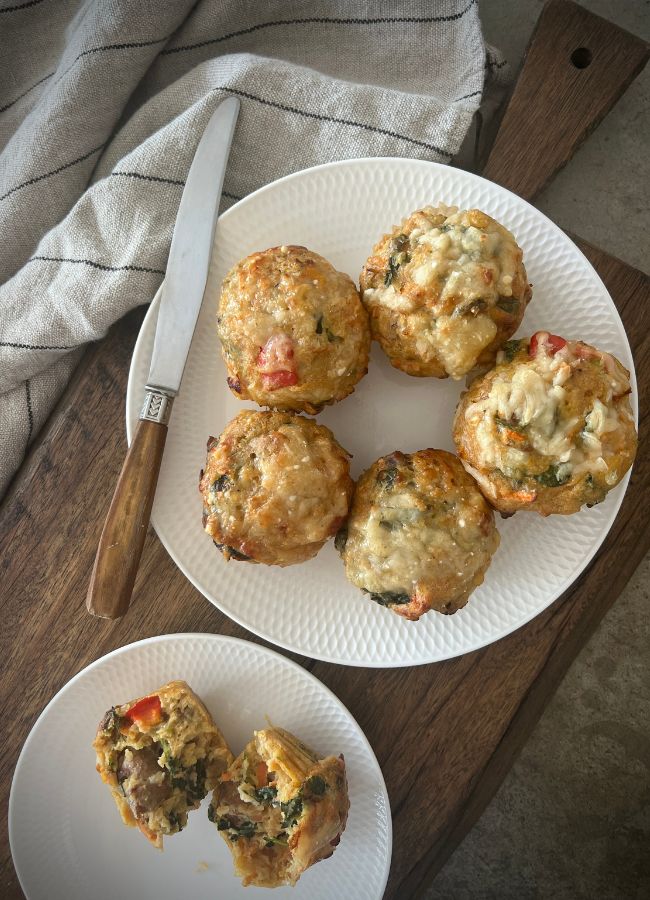 These savoury sausage muffins are a protein-rich, family-friendly recipe packed with vegetables, fibre and wholesome ingredients. Perfect for breakfast, school lunches or an easy dinner, they’re nourishing, filling and freezer-friendly with gluten-free and dairy-free options.