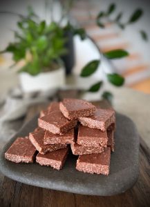 Healthy coconut rough is a simple no-bake slice & a nourishing freezer-friendly treat with protein, healthy fat, fibre & wholefood ingredients