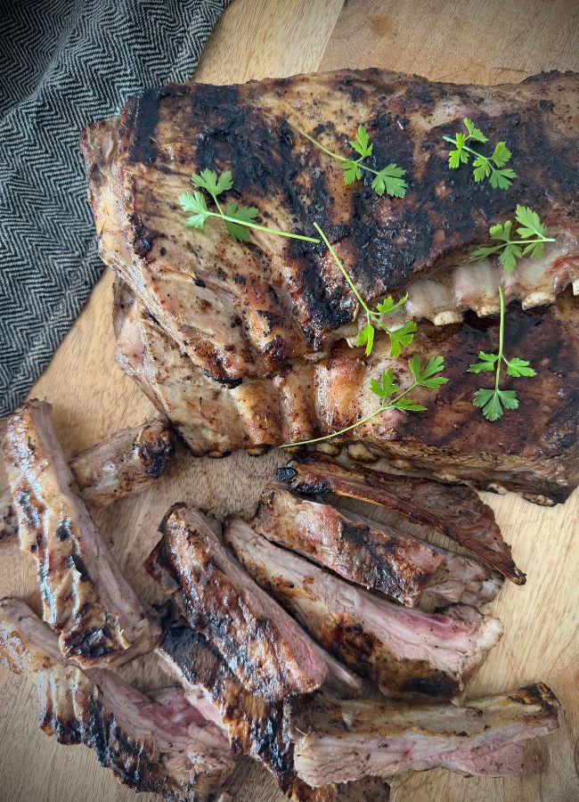 Quick barbecue lamb ribs grilled to perfection. A simple, protein-rich whole food dinner perfect for easy family meals & outdoor cooking.