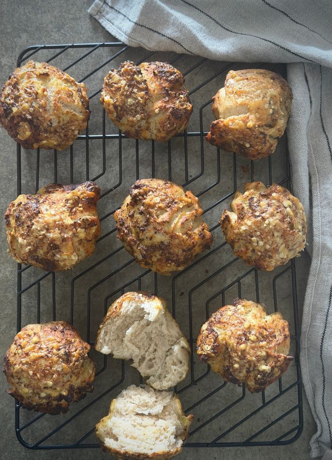 Pesto sourdough pull-apart rolls are soft, naturally fermented sourdough rolls that are great for entertaining or serving with soups & salads